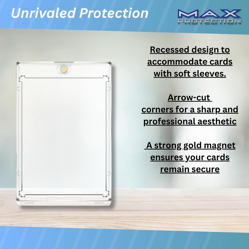 Max Protection Magnetic Card Holder for Sleeved Cards - 10-Pack 130pt Ultra-Clear Cases - Hard Plastic Card Sleeves Holders  UV Protector Case - Fits Standard Sports Baseball Trading Cards - Image 4